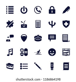 Button icon. collection of 25 button filled icons such as call, showing tongue emot, location, piece of cake, medical sign, lock. editable button icons for web and mobile.