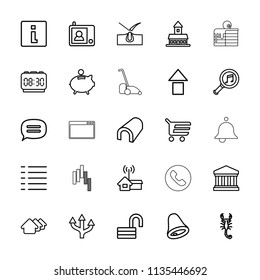 Button icon. collection of 25 button outline icons such as scorpion, castle, house, tunnel, shave hair in skin, opened lock. editable button icons for web and mobile.