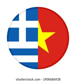 button icon with greece and vietnam flags isolated on white background
