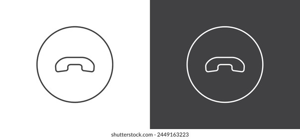 Button icon to hang up on a video call, Simple line icon set of buttons template for mobile phone online app, ui. Internet talk, vector illustration in black and white background.