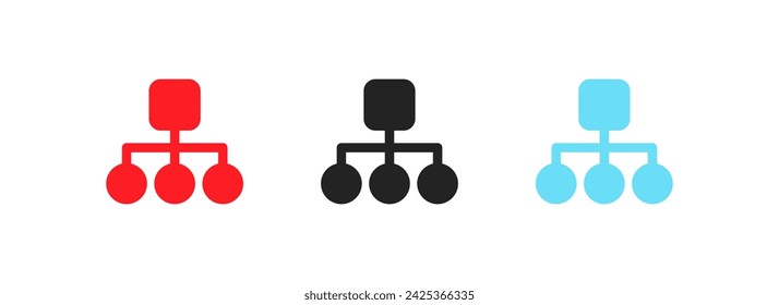 Button icon hierarchy. Flat, set of icon hierarchy buttons, button hierarchy. Vector icons