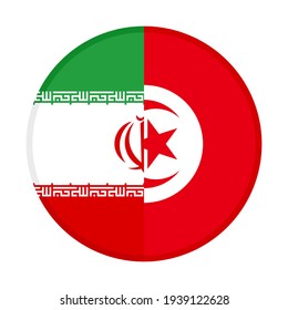 icono de botón con marcas de irán y túnez aisladas en fondo blanco
