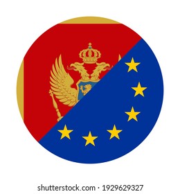 button icon with montenegro and europe flags isolated on white background
