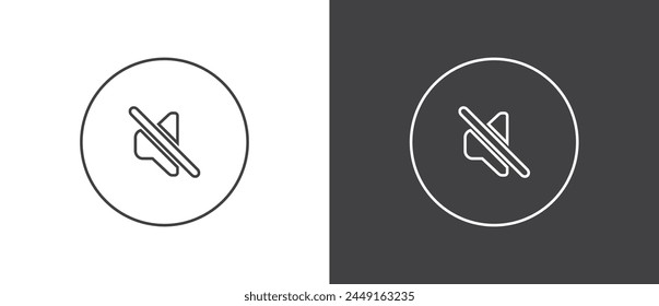 Icono de Botón Video Botón Plantilla App para silenciar Charla de Internet, Ilustración vectorial en fondo blanco y negro.