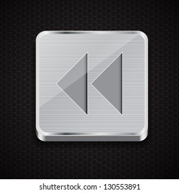  button icon on metal background. Vector illustration