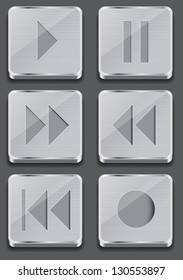  button icon on metal background. Vector illustration