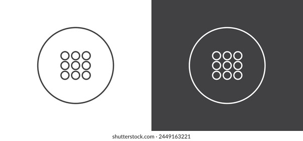 Button icon on the video call call screen, Simple line icon set of buttons template for mobile phone online app, ui. Internet talk, vector illustration in black and white background.