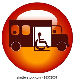 Button Or Icon Of Paratransit Bus Picking Up Passenger