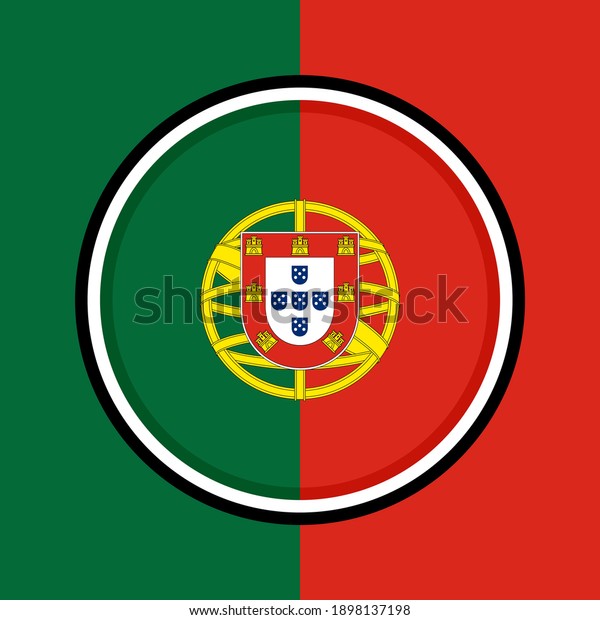 Button Icon Portugal Flag Stock Vector (Royalty Free) 1898137198