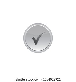 button icon, push button check mark icon in trendy flat design 