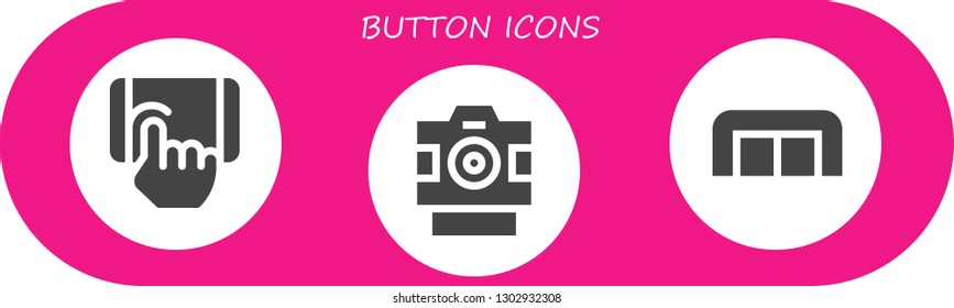  button icon set. 3 filled button icons.  Simple modern icons about  - Tap, Photo camera, Sofa