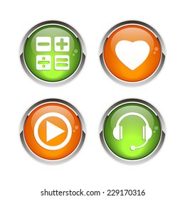 Button icon set 3D web internet