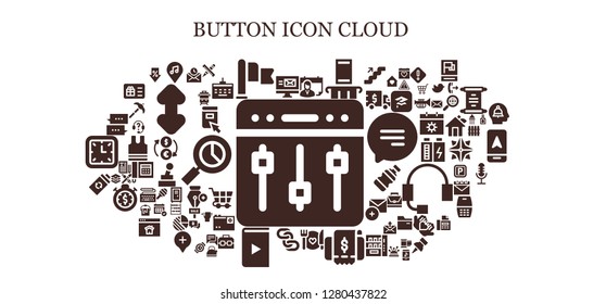  button icon set. 93 filled button icons. Simple modern icons about  - Settings, Mail, Location, Flag, Calendar, Smartphone, Food, Invoice, Chains, Video, Battery, Chat, Pencil