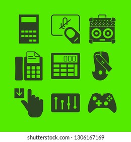 button icon set with amplifier, sound mixer and fax vector illustration