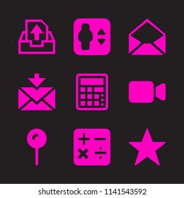 button icon set. With calculator, email and calculator  vector icons for graphic design and web