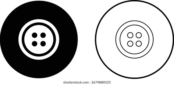 Botão ícone conjunto coleção isolado no fundo transparente, ferramenta de costura costura vestuário vestuário símbolo ilustração design vetor gráfico modelo pacote pacote, linha plana estilo contorno mínimo 