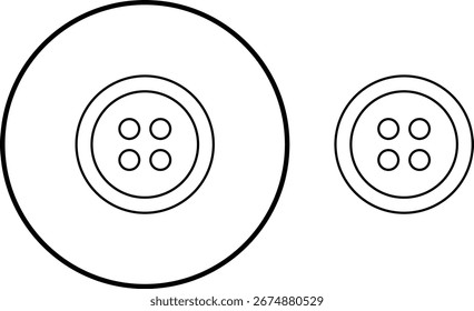 Botão ícone conjunto coleção isolado no fundo transparente, ferramenta de costura costura vestuário vestuário símbolo ilustração design vetor gráfico modelo pacote pacote, linha plana estilo contorno mínimo 
