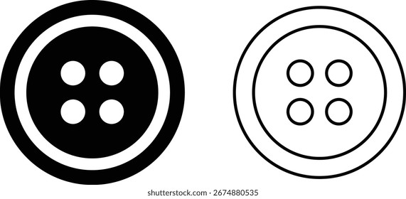 Button icon set collection isolated on transparent background, sewing tool tailoring clothing garment symbol illustration design vector graphic template pack bundle, flat line style outline minimal 