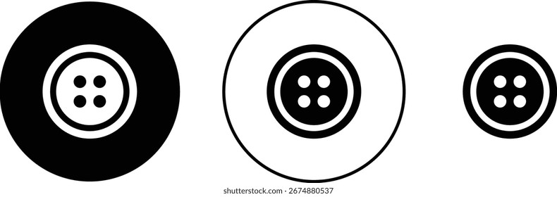 Botão ícone conjunto coleção isolado no fundo transparente, ferramenta de costura costura vestuário vestuário símbolo ilustração design vetor gráfico modelo pacote pacote, linha plana estilo contorno mínimo 