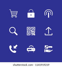 conjunto de iconos. colgar, carro de compra e icono de búsqueda vectorial para diseño gráfico y web