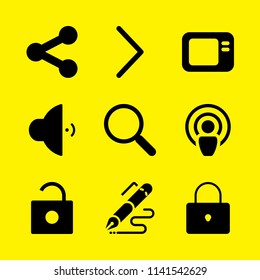 button icon set. With pen, signal and padlock  vector icons for graphic design and web