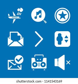 button icon set. With right arrow, star and email  vector icons for graphic design and web