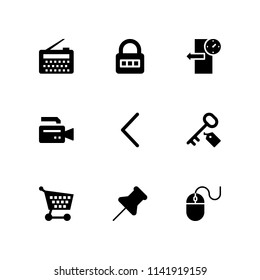 button icon set. shopping cart, mouse and padlock vector icon for graphic design and web