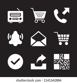 button icon set. With tick mark, shopping cart and qr code  vector icons for graphic design and web
