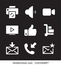 button icon set. With trolley, video camera and video player  vector icons for graphic design and web