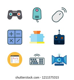 button icon set. vector set about mouse, calculator, remote control and game controller icons set.