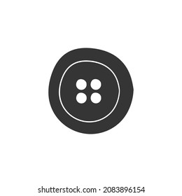Button Icon Silhouette Illustration. Textile Circle Vector Graphic Pictogram Symbol Clip Art. Doodle Sketch Black Sign.