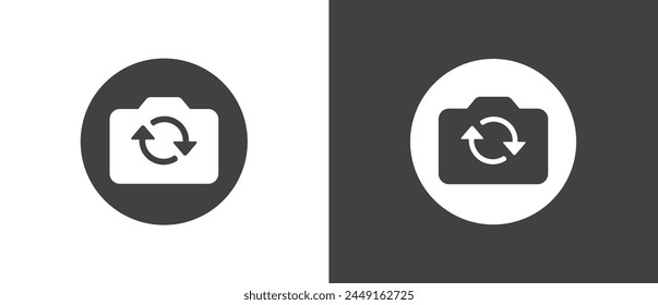 Button icon to switch cameras video call, Video calls icon, set of buttons template for mobile phone online app, ui. online apps, internet talk, vector illustration in black and white background.