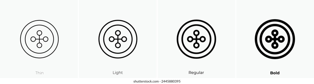 button icon. Thin, Light Regular And Bold style design isolated on white background