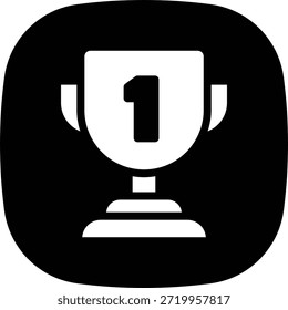ícone de botão de um troféu, encheu a silhueta da conquista do prêmio.