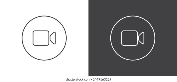 Button-Symbol, um Video bei Video-Anrufen zu aktivieren. Einfache Linie-Symbol-Satz von Buttonen Vorlage für Handy Online-App, ui. Internet-Talk, Vektorillustration im schwarz-weißen Hintergrund.