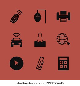 button icon. button vector icons set cursor, printer, computer mouse and car key signal