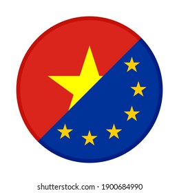 button icon with vietnam and europe flags isolated on white background
