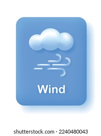 Button or icon for weather mobile app or website. Snow weather forecast element. Cloud and snowflakes on blue background. 3d Vector illustration.