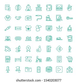 button icons. Editable 49 button icons. Included icons such as Message, Play button, Home page, Battery, Folder, Cooker, Microphone, Shopping cart. trendy icons for web.