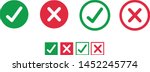Button icons for: Accepted/Rejected, Approved/Disapproved, Yes/No, Right/Wrong, Green/Red, Correct/False, Ok/Not Ok - vector mark web symbols in green and red.