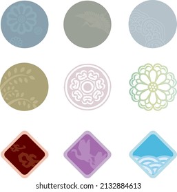 Button icons with Korean traditional patterns 