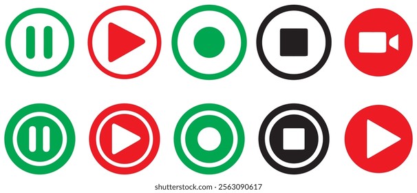Button icons on transparent. Play button—icon for design. Music video start sign. Vector illustration EPS 10