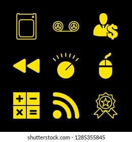 button icons set with calculator, quality and recording vector set