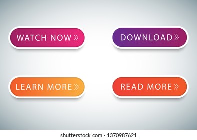Button icons set isolated on gray background. Collection of trendy buttons icon for web site, icon template and ui. Useful for label, clipart, banner and app. Flat action button, vector illustration