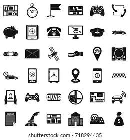 Button icons set. Simple style of 36 button vector icons for web isolated on white background