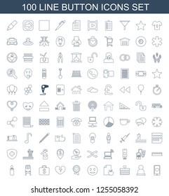 button icons. Trendy 100 button icons. Contain icons such as heart mobile, user, heart lock, paper and apple, smile, heart ribbon, broken heart. button icon for web and mobile.