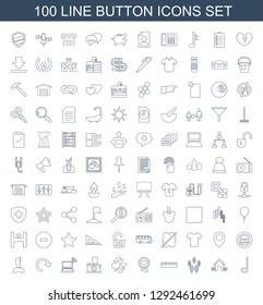 button icons. Trendy 100 button icons. Contain icons such as music note, house, group, ruler, heart ribbon, heart, camera, laptop, reload, joystick. button icon for web and mobile.