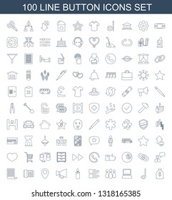 button icons. Trendy 100 button icons. Contain icons such as money sack, music note, laptop, bowling, menu, candle, megaphone, location, desk phone. button icon for web and mobile.