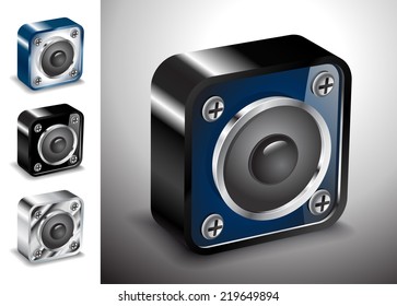 button icons vector 3D voice sound player