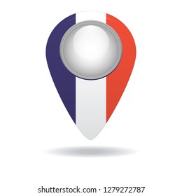 button with the image of the flag of the France. Vector graphics
